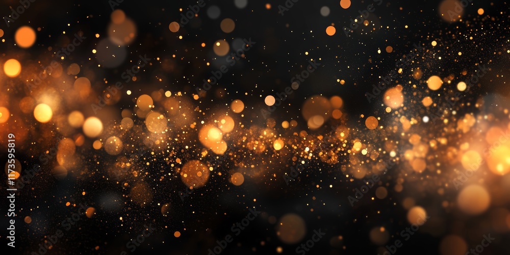 Aufkleber abstract image featuring golden bokeh lights on a dark background, perfect for festive and elegant d