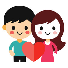 Cute Couple Heart Cartoon
