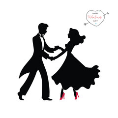 Dancing Couple Silhouette in Valentines Day