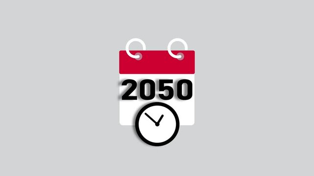 2050 calendar page icon animation. Clock countdown icon 4k video. 2050 number animated background.