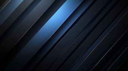 Obraz premium Black and blue abstract modern background with 3d effect, diagonal lines, stripes, and metallic sheen for web banner design