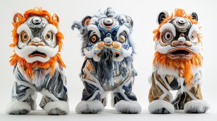 Colorful Lion Dance Costumes with Textured Fabrics