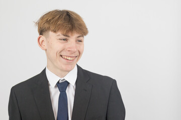 Teenage boy wearing a suit