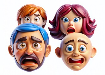Tilt-Shift Cartoon Faces: Joy, Anger, Sadness, Surprise, Fear - Comic Book Expressions