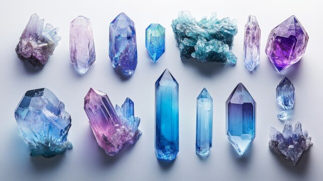 Close-up of unique ice crystals forming intricate patterns on a frosty surface - Powered by Adobe