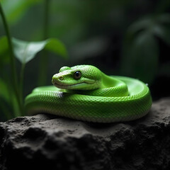 Fototapeta premium green snake on tree