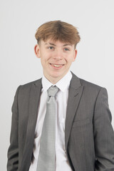 Teenage boy wearing a suit