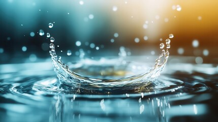 A dynamic splash in water captures a moment of pure energy, as droplets are suspended in mid-air, reflecting the vibrant play of light and contrast.