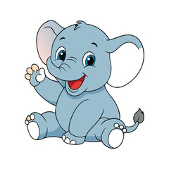 Fototapeta premium Cute Elephant Sitting And Waving Hand