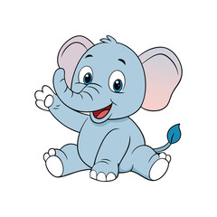 Fototapeta premium Cute Elephant Sitting And Waving Hand