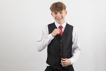 Teenage boy wearing a suit
