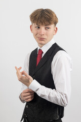Teenage boy wearing a suit