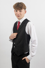 Teenage boy wearing a suit