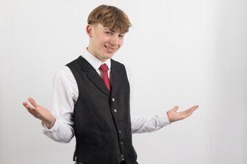 Teenage boy wearing a suit