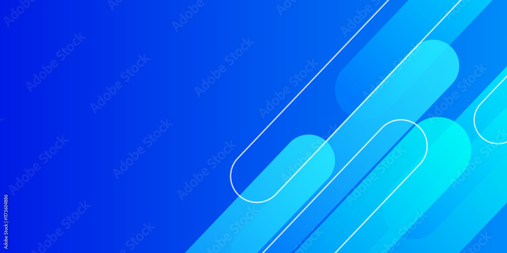 Poster dynamic fluid blue geometric with colorful gradient background.