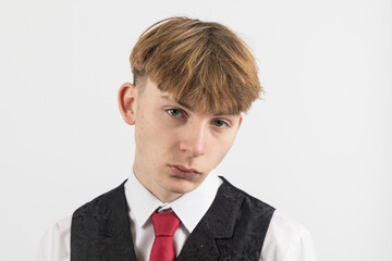 Teenage boy wearing a suit