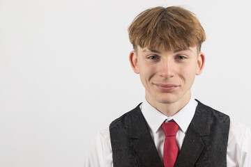 Teenage boy wearing a suit