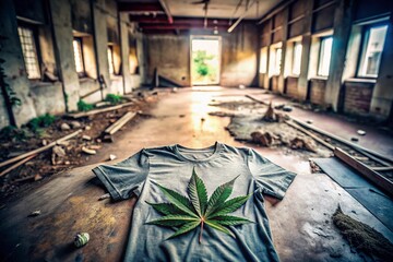 Obraz premium Urban Decay: Abandoned Hospital - Medical Cannabis Symbol on a T-Shirt