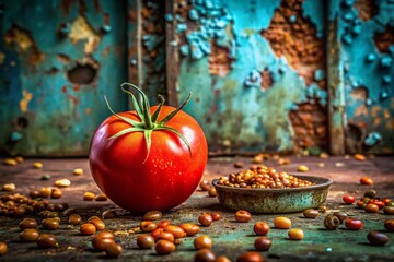 Urban Decay: Red Sliced Tomato and Legume Still Life