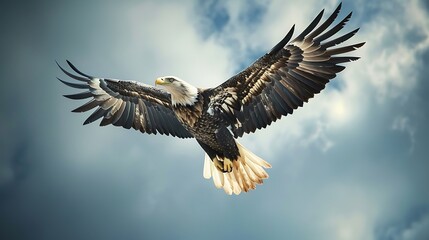 A majestic eagle soaring in the sky, with a mockup at the center of the wall. full ultra hd, high resolution