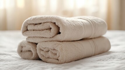 Three white towels stacked on top of each other