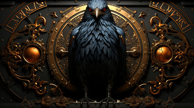 raven and ancient ornament 