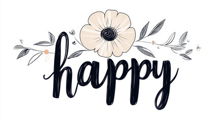 Obraz premium Simple Cursive Happy Word Art Design
