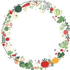 Fototapeta premium Vibrant Produce Arranged In A Circular Frame