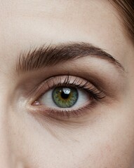 Obraz premium Green eye and eyebrow with natural makeup macro
