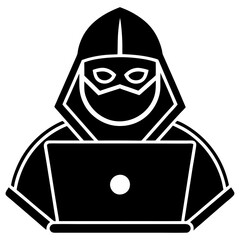 Anonymous Hacker Using Laptop Silhouette Stock Photo