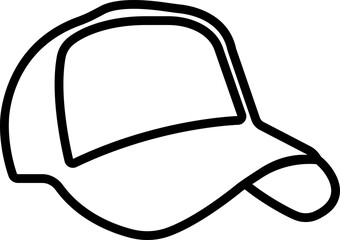 Baseball hat, cap icon in line. sign symbol mockup isolated on transparent background icon. black vector for apps or website use for sports headdress