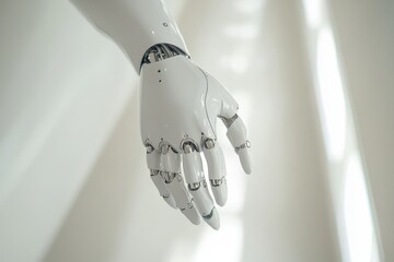 Robotic Hand Gripping Object on Clean Background
