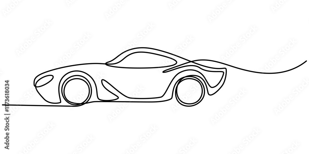 Poster continuous one line drawing of car vector icon. one line car icon vector background ,one single cont