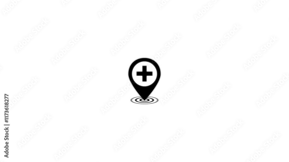 Aufkleber medical plus with location icon animation.location pin icon with radio wave animation