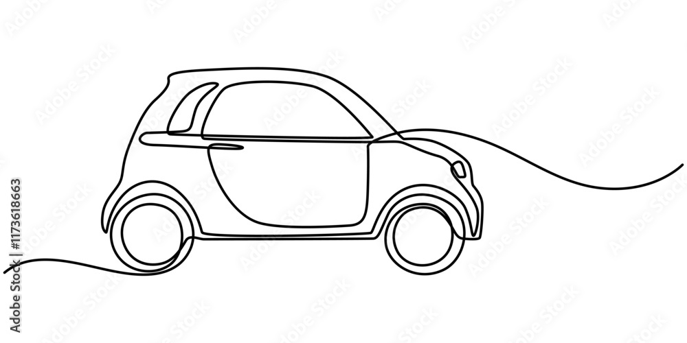 Poster continuous one line drawing of car vector icon. one line car icon vector background ,one single cont