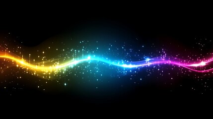 Obraz premium Abstract Rainbow Wave Light Sparkles Background