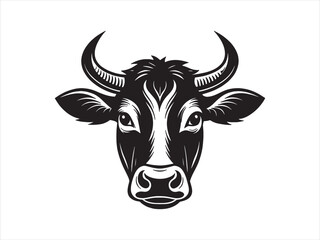 Cow head silhouette vector illustration design on white background. 
