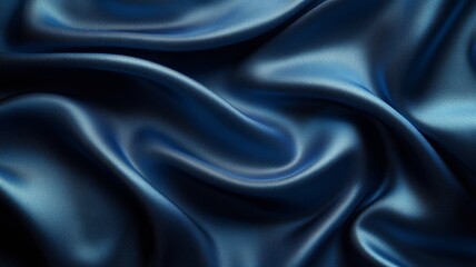 Fototapeta premium Elegant Draped Dark Blue Silk Fabric Texture