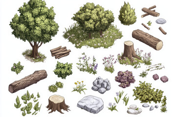 Cute Nature Game Terrain Assets for Animation Design