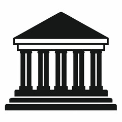 Bank Building Icon Silhouette Vector