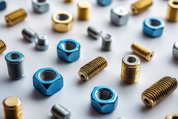 Fototapeta premium Aesthetic Arrangement of Industrial Nuts and Bolts