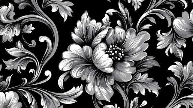 Damask paisley jacobean flower blossom blooming leaves isolated seamless pattern. Blossom. Illustration
