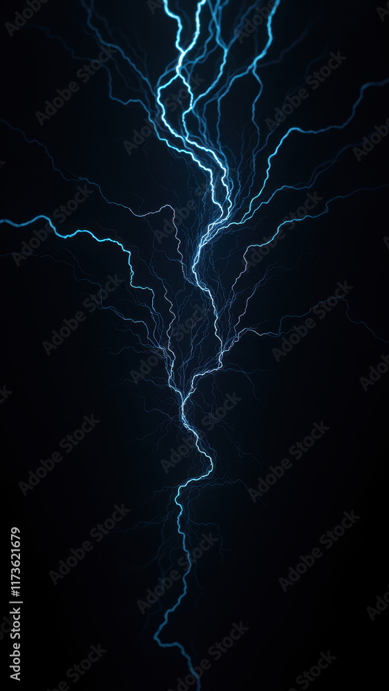 Poster a dramatic image featuring an ai-generated lightning strike against a dark background with a faint o