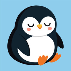 Obraz premium Cute sleeping penguin vector cartoon illustration