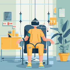 Elegant Illustration Of Using Virtual reality headset