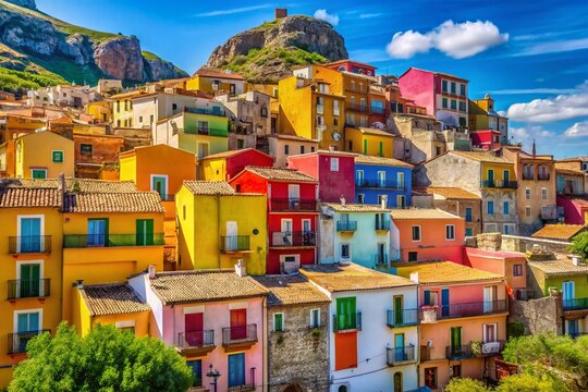 Vibrant Painted Houses of Parrini Village, Sicily, Italy - Rule of Thirds Composition