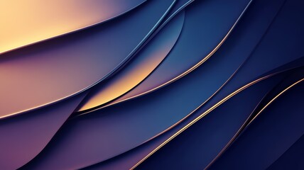 Abstract Dynamic Curves: Gradient Blue and Gold Hues