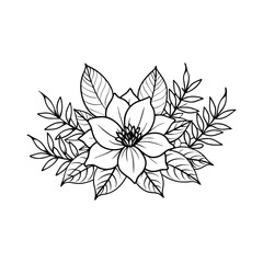 Fototapeta premium Floral bouquet illustration using clean line art