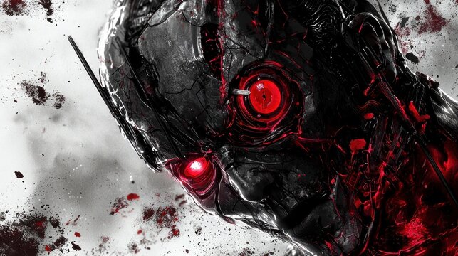 Ultron's menacing gaze, a digital portrait of a dystopian future.