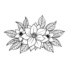 Minimalist bouquet design with floral line art